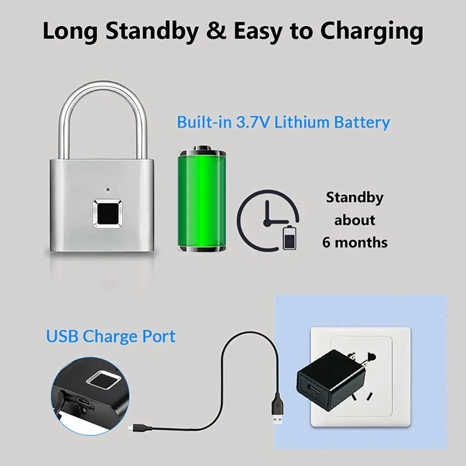 HEE RAK Keyless Smart Fingerprint Lock - USB, Waterproof, Anti-Theft